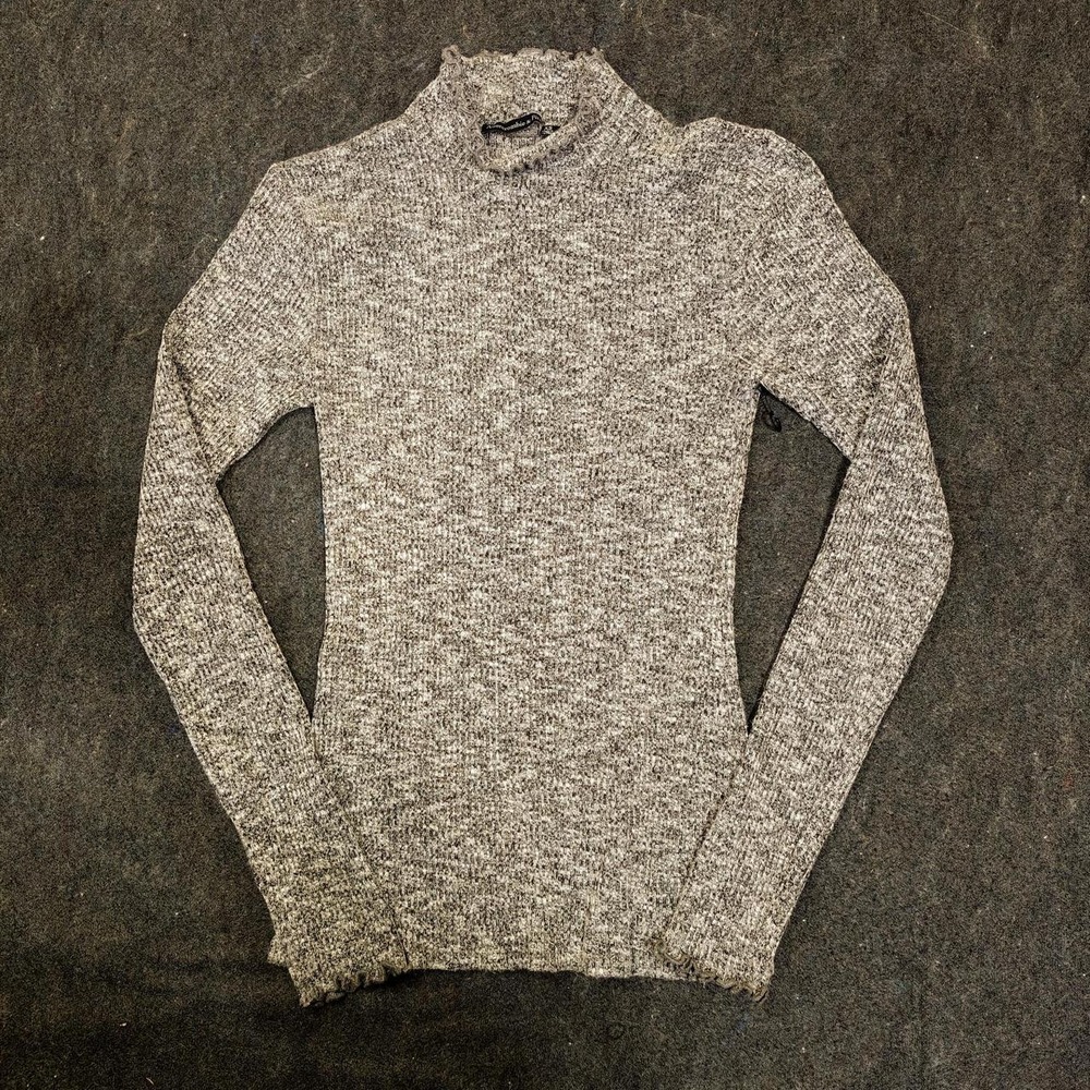 Abercrombie & Fitch Grey Turtleneck Sweater Womens XS Mock Neck Knit Top
